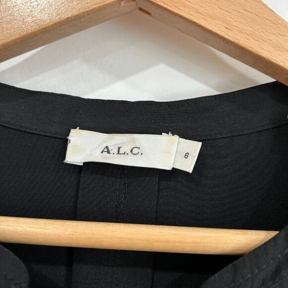 ALC Neutral Black Silk Ruffle Embroidered Flower Long Sleeve Blyth Blouse Top 8 - Picture 5 of 7